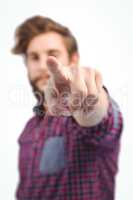 Hipster pointing with finger