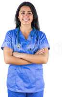 Smiling doctor with her arms folded