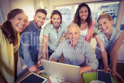 Portrait of business people using technologies