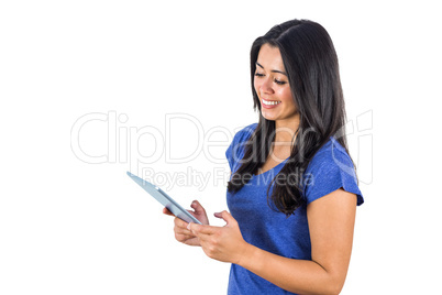 Cute woman holding a tablet pc in her hands