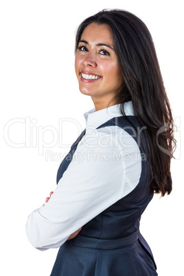 Side view of a smiling woman
