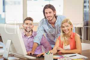 Business people using computer