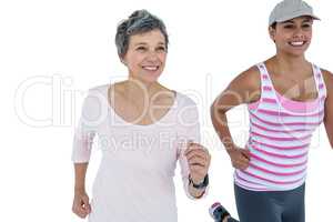 Happy fit women jogging