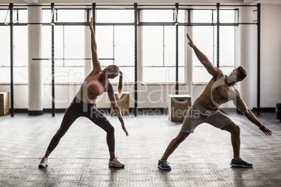 Two fit people doing fitness