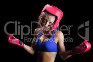 Portrait of crazy fighter with arms outstretched