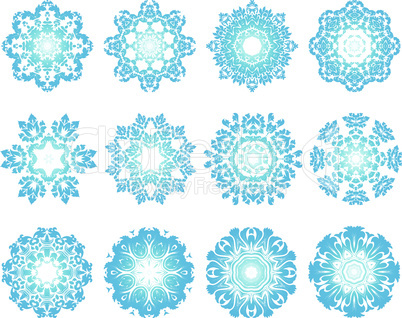 Twelve Circle Snowflakes