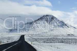 Impressive snowy volcanic landscape