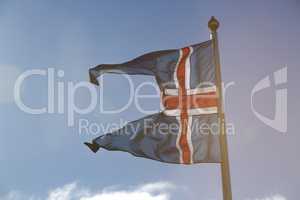 Icelandic national flag in the wind