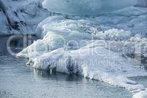 Ice blocks melting at glacier lagoon Jokulsarlon, Iceland