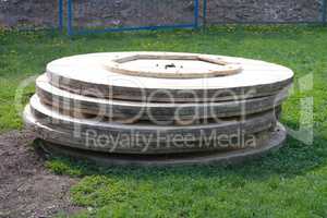 wood ring on grass in park