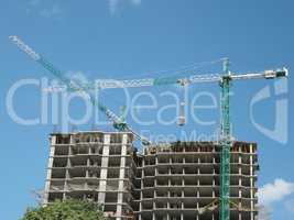 house develop at day with crane
