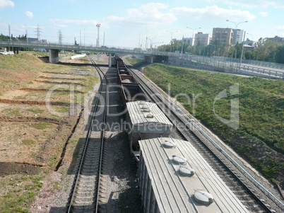 goods train with bulk cargo