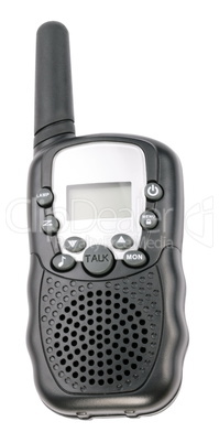 Walkie Talkie in Black Plastic Case Isolated