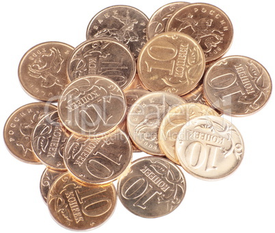 scattering of coins close up