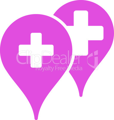 Pink--medical map markers.eps
