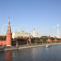 Kremlin tower,  quay and river