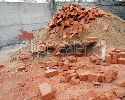 heap of red brick