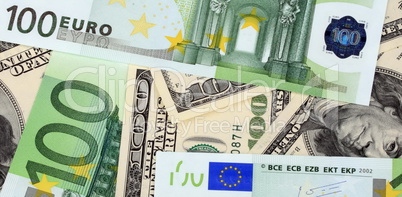 dollar and euro banknote