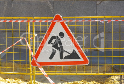 road works sign