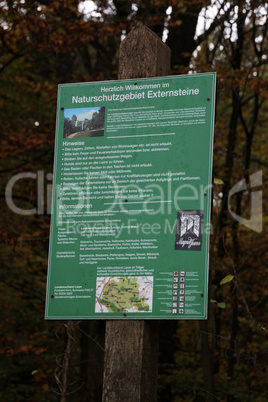 Naturschutzgebiet Externsteine Hinweisschild