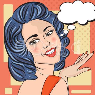 Pop Art illustration of woman with the speech bubble