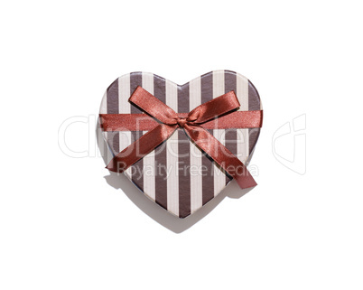 Heart shaped gift box on white background.