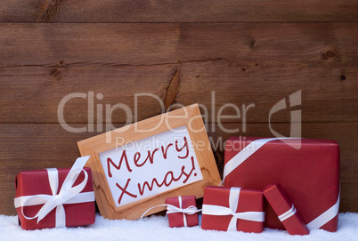 Red Christmas Decoration, Gifts, Snow, Merry Xmas