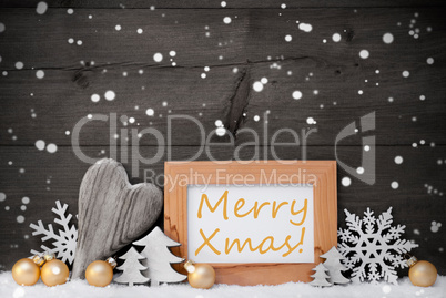 Golden Gray Christmas Decoration, Snow,Merry Xmas, Snowflake