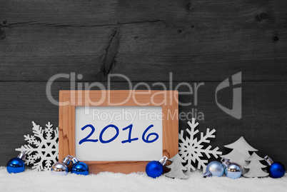 Blue Gray Christmas Decoration, Snow, 2016