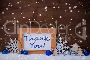 Blue Christmas Decoration, Snow, Thank You, Snowflakes