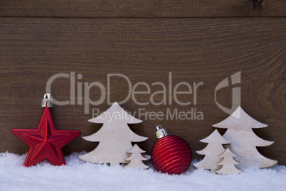 Red, White Christmas Decoration, Tree, Ball, Copy Space