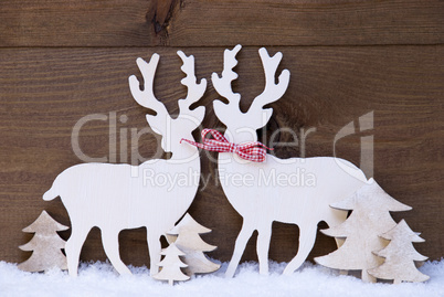 Christmas Decoration, Reindeer Couple In Love, Snow, Tree