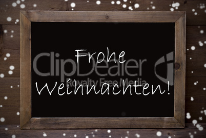 Chalkboard Frohe Weihnachten Means Merry Christmas, Snowflakes