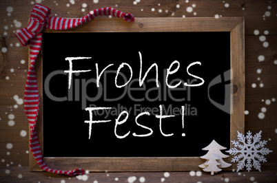 Chalkboard Decoration Frohes Fest Means Christmas, Snowflakes