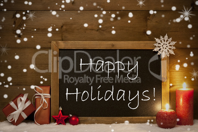 Christmas Card, Blackboard, Snowflakes, Candle, Happy Holidays