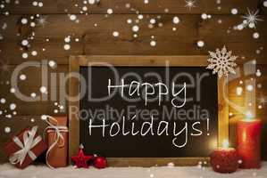 Christmas Card, Blackboard, Snowflakes, Candle, Happy Holidays