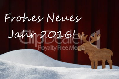 Christmas Card With Jahr 2016 Mean New Year And Moose