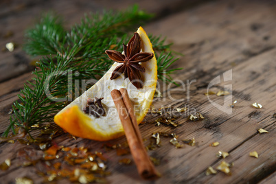 Christmas Food Decoration, Orange, Cinnamon, Fir Branch, Anise