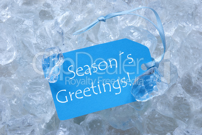 Blue Label On Ice With Seasons Greetings