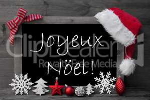 Blackboard Santa Hat Joyeux Noel Means Merry Christmas