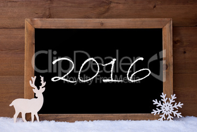 Christmas Card, Blackboard, Snow, Reindeer, 2016