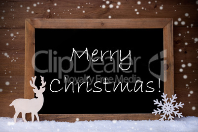Card, Blackboard, Snowflakes, Reindeer, Merry Christmas