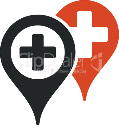 Bicolor Orange-Gray--hospital map markers.eps