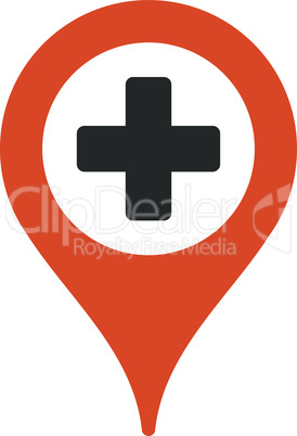 Bicolor Orange-Gray--hospital map pointer.eps