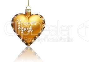 Goldenes Herz, gespiegelt als Weihnatsgrußkarte mit Textfreiraum