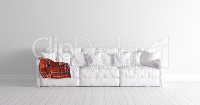 Modern interior with white sofa