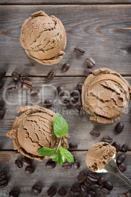Top view coffee ice cream