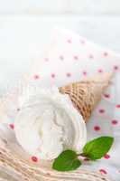 Closeup milk ice cream cone