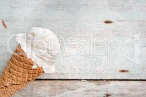 Close up vanilla ice cream cone