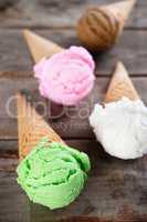 Four ice cream cones